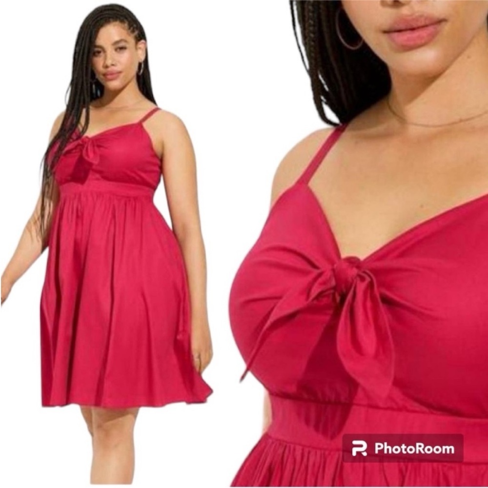 NWT torrid ruby red tie front poplin pinup girl style dress